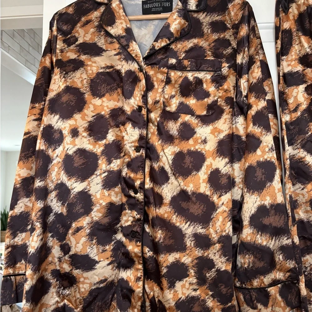 Donna Salyers Leopard Print Pajama Set Silky Glam Lounge Mobwife Small - Picture 4 of 13